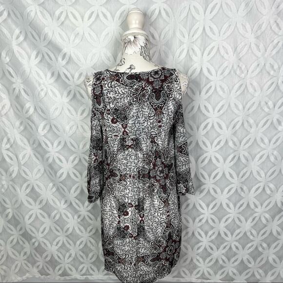 Rebecca Minkoff Multi Floral Cappy Dress Large Cold Shoulder SIze XS NWT $298 - Picture 5 of 13